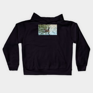 Canada Goose Swimming In The Water. Kids Hoodie